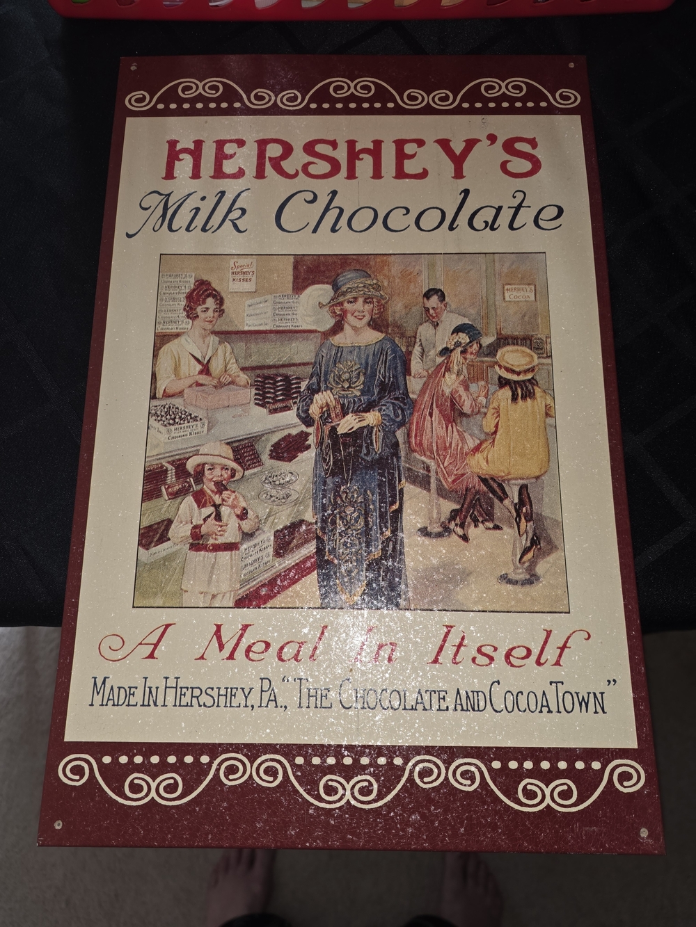 Milk Chocolate Decorative Wall Sign - Cream and Maroon